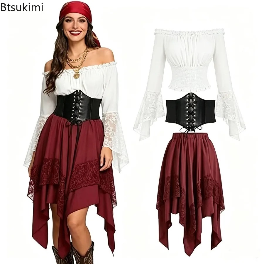 Vintage Fashion Dresses - Cadılar Bayramı Rönesans Asimetrik Peri Kuyruklu